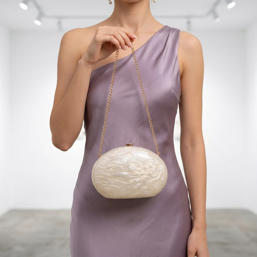 Amber Marbled Acrylic Clutch - Image 9