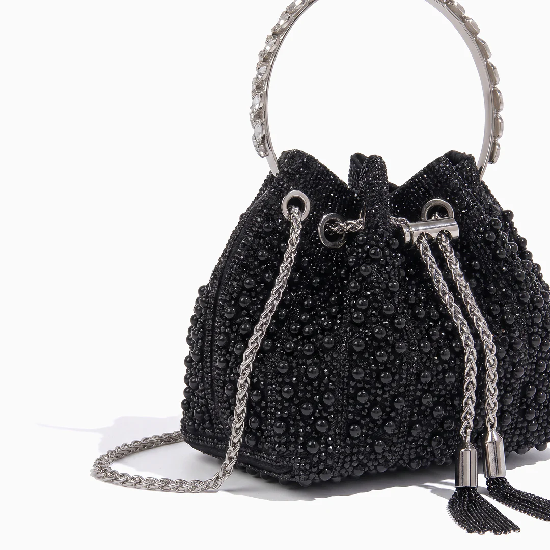 Noir Crystal Bucket Bag - Image 13
