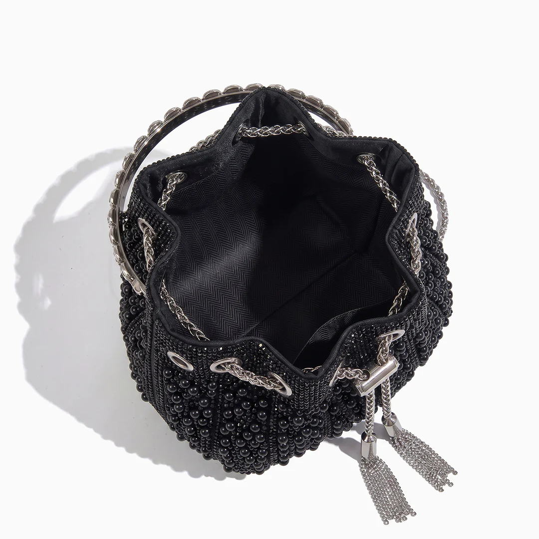 Noir Crystal Bucket Bag - Image 17