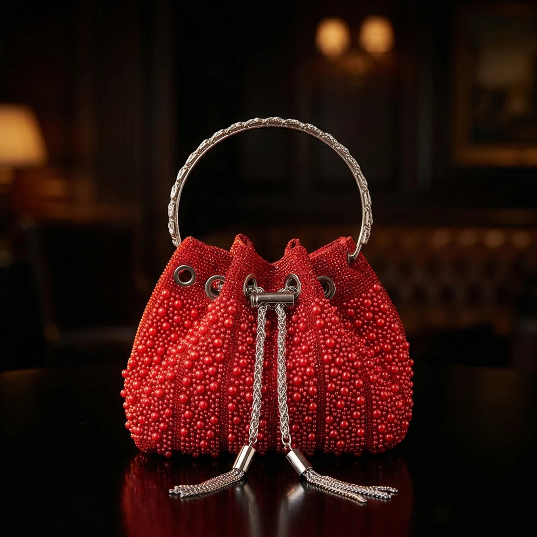 Noir Crystal Bucket Bag - Image 21