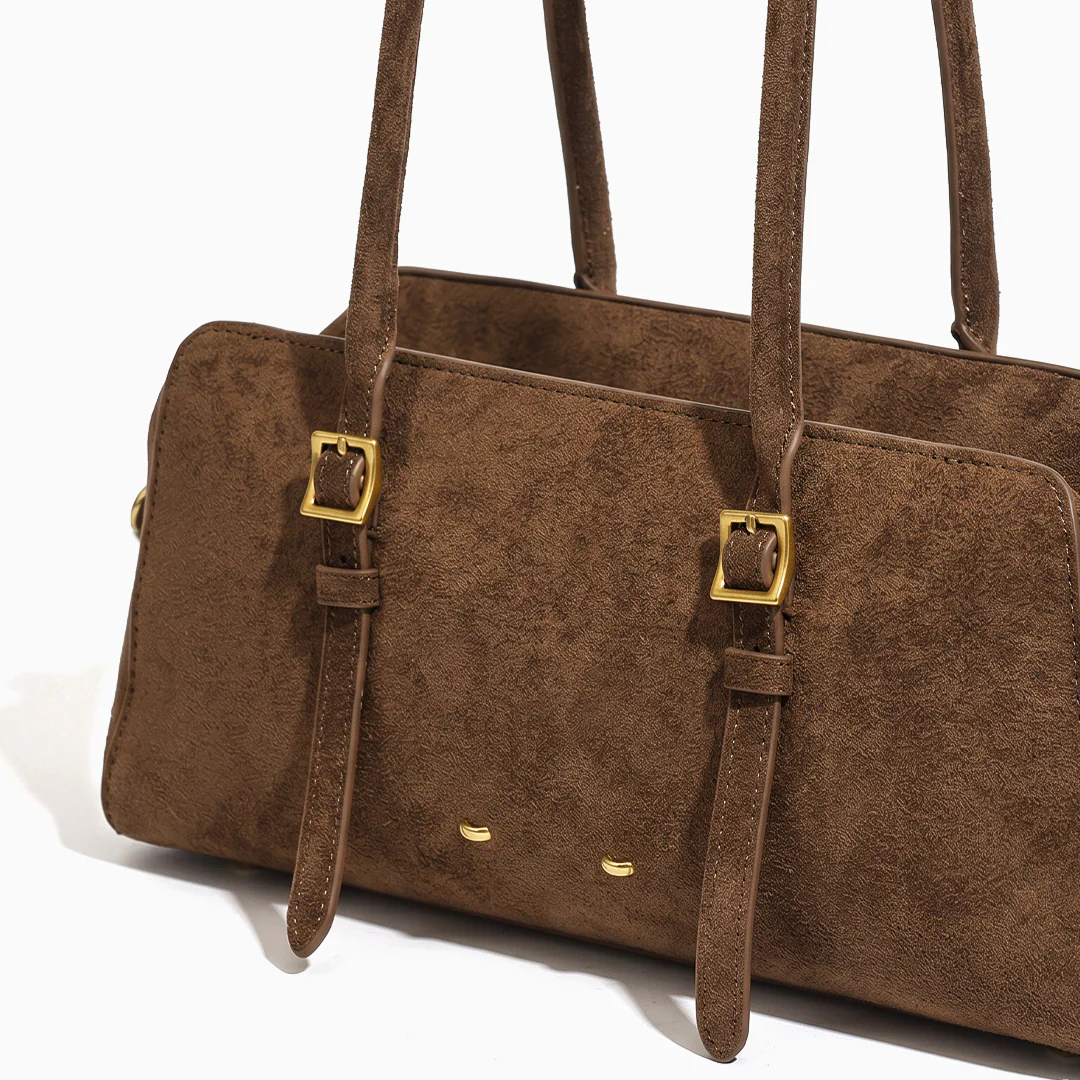 Rosette Suede Boston Bag - Image 7