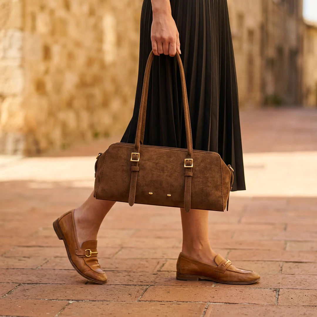 Rosette Suede Boston Bag - Image 8