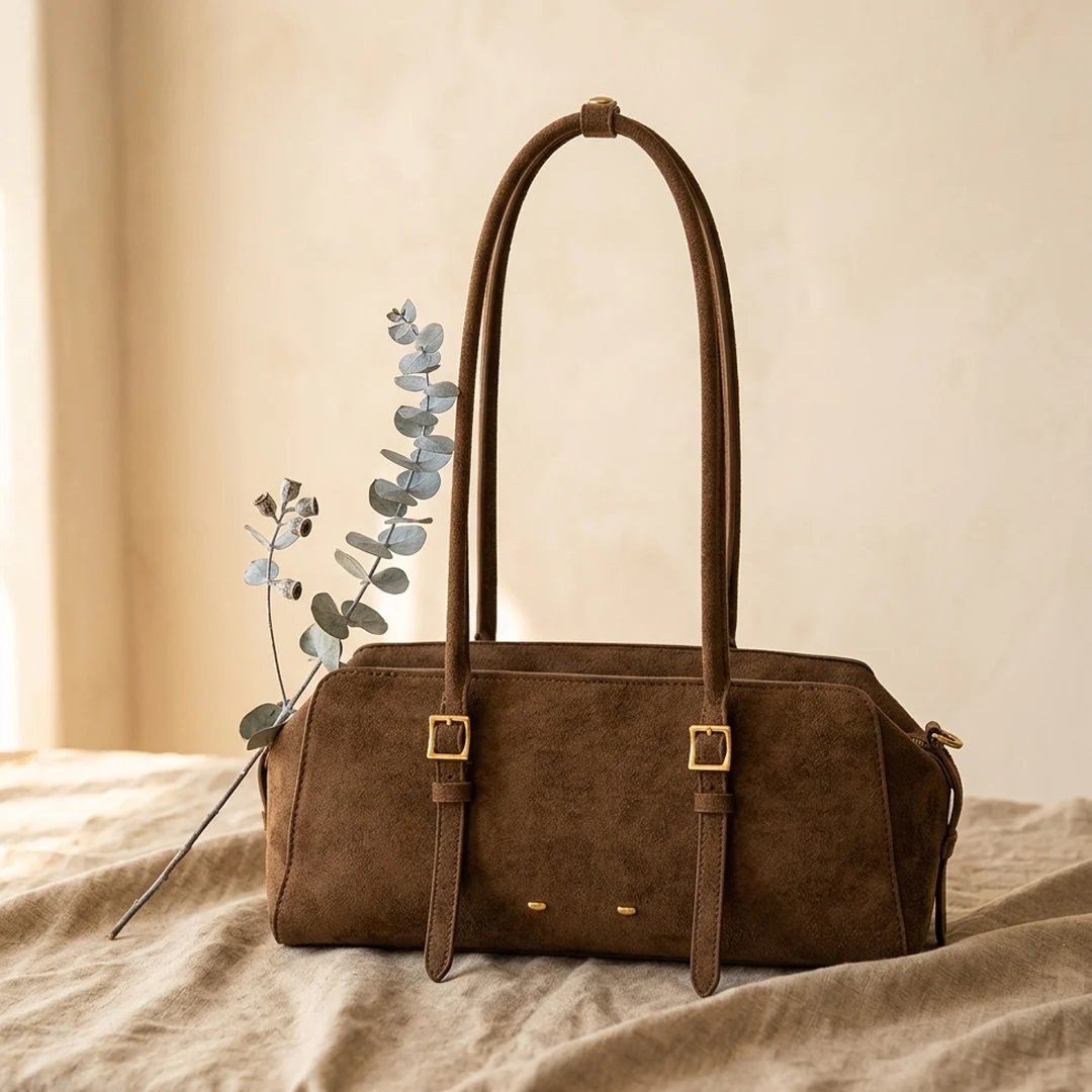 Rosette Suede Boston Bag - Image 9