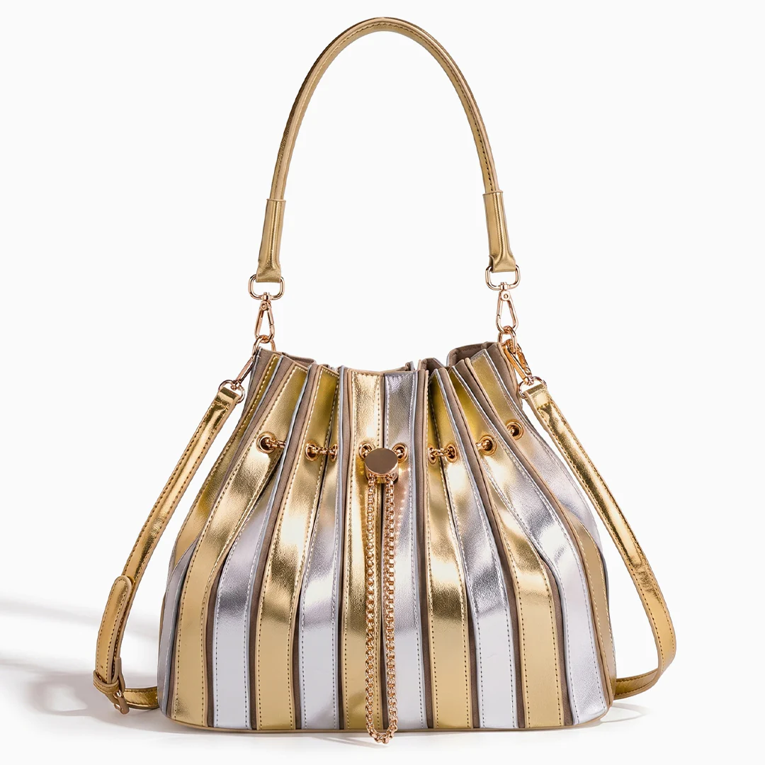 Stella Pleated Drawstring Bucket Bag - Image 11