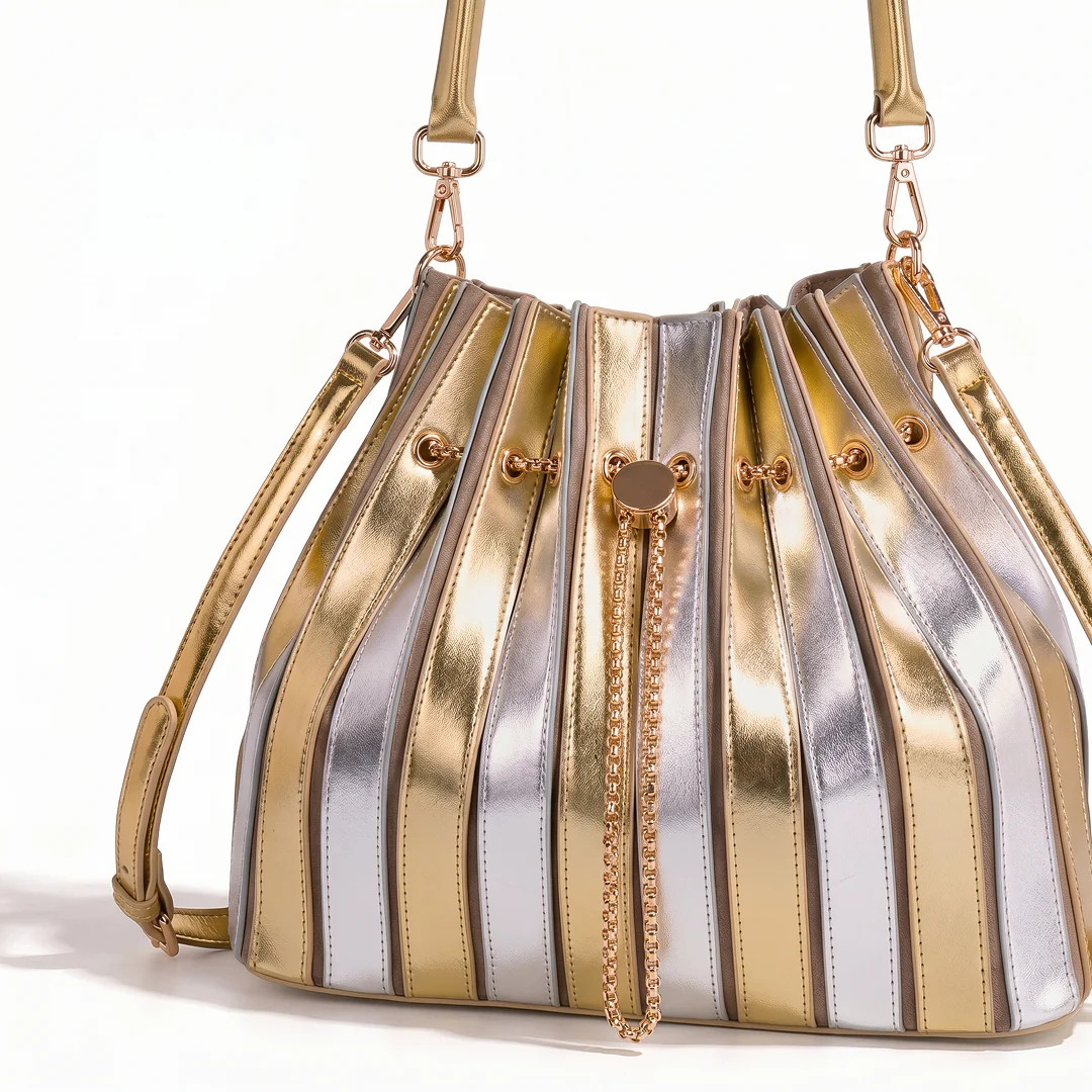 Stella Pleated Drawstring Bucket Bag - Image 12
